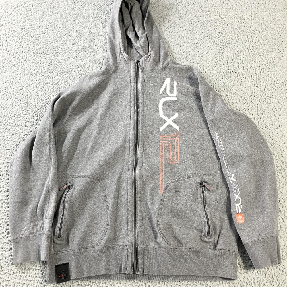 Ralph Lauren RLX Hoodie Mens XL Gray Full Zip Sweatshirt Pocket Athletic Cotton